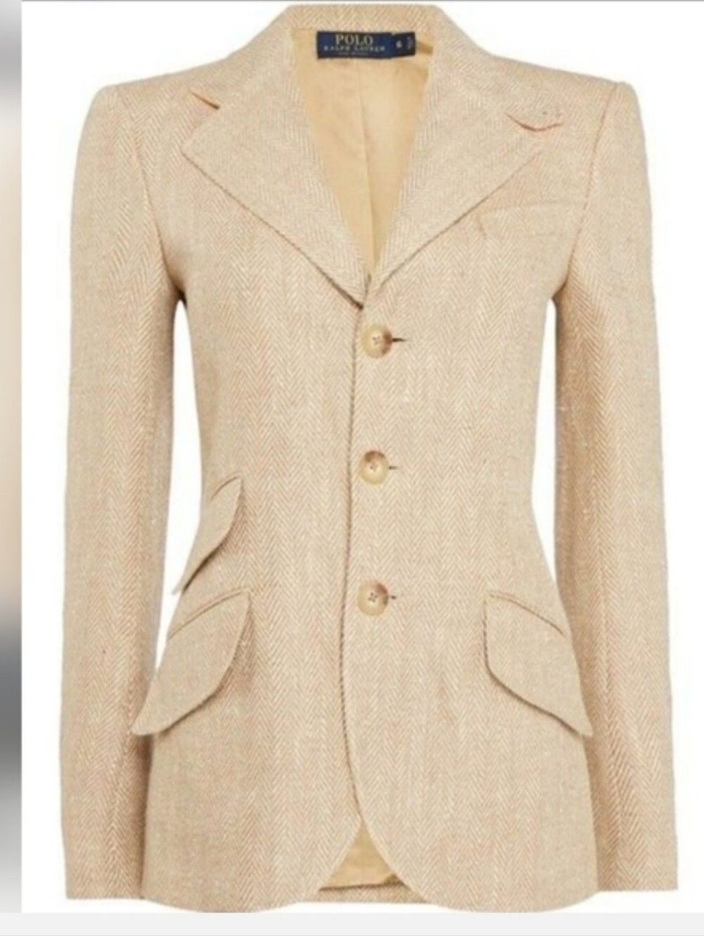 Polo Ralph Lauren Linen Herringbone Tan Blazer Sz 8
